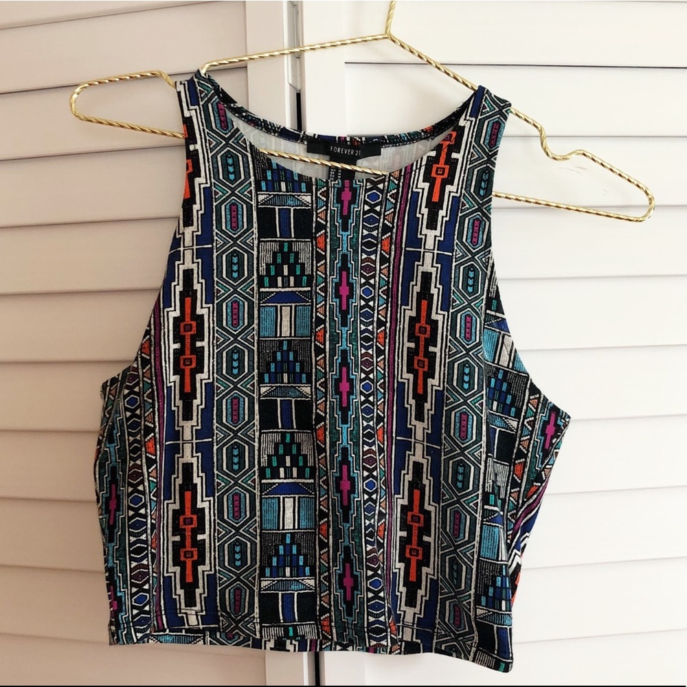 NWOT Aztec Print Crop Top - Picture 2 of 4